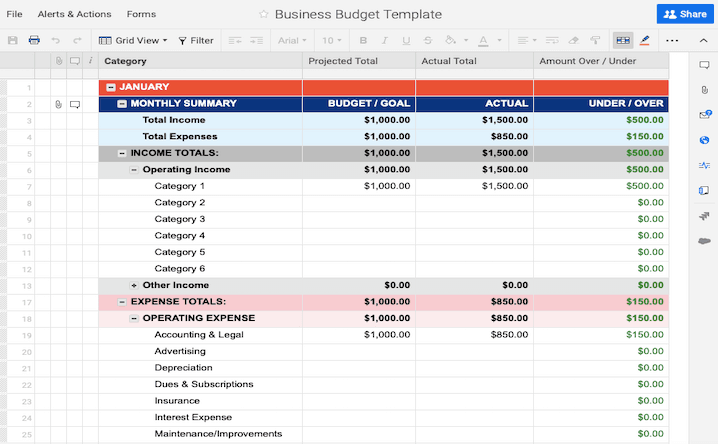 free excel budget spreadsheet template